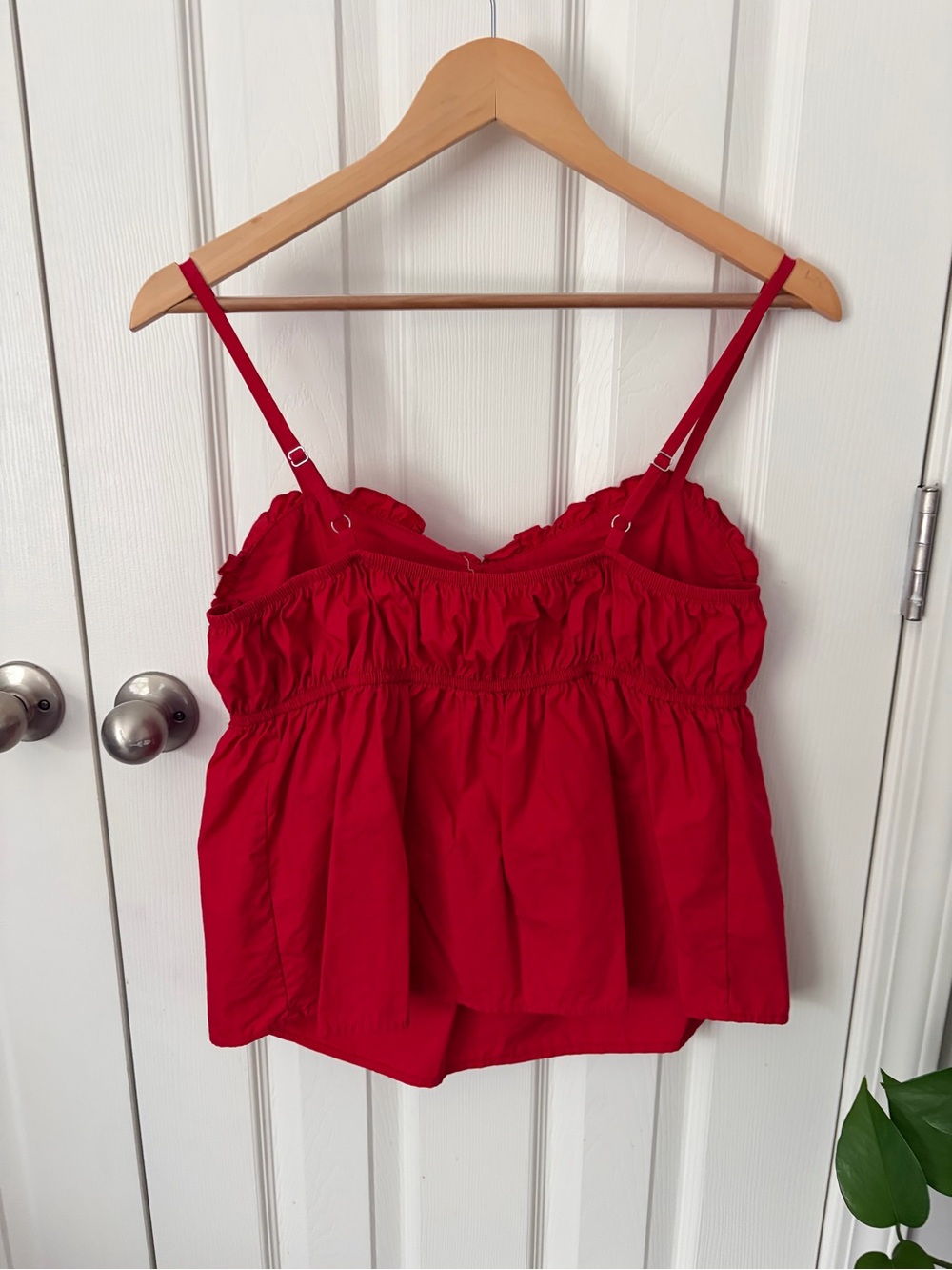 Red Spaghetti Strap Ruffle Tank Top - Picture 2 of 2